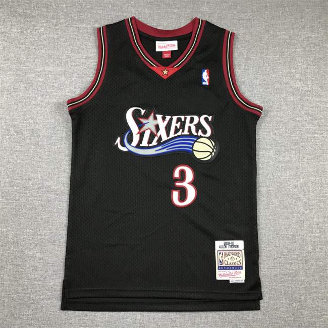 Philadelphia 76ers KIds Jersey Black Retro 00/01 NO.3 IVERSON