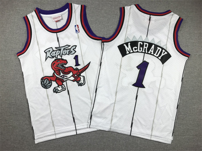 Toronto Raptors Kids Jersey white Vintage Classics Edition 98/99 NO.1 McGRADY