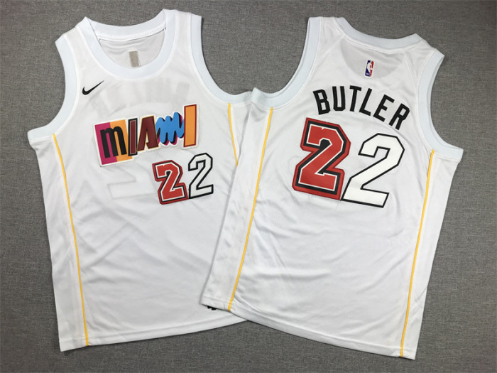 Miami Heat Kids Jersey White City Edition 2022 NO.22 BUTLER