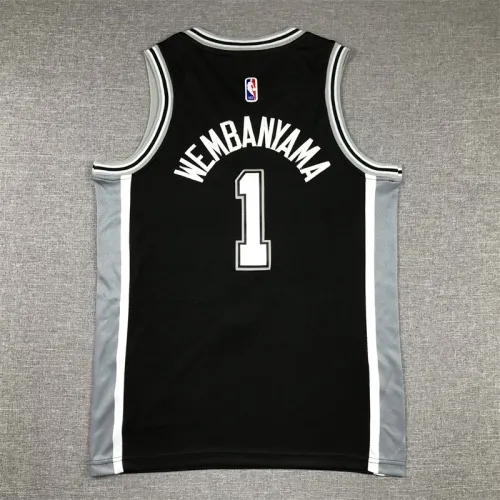 San Antonio Spurs KIds Jersey Black Throwback 98/99 NO.1 WEMBAMYAMA