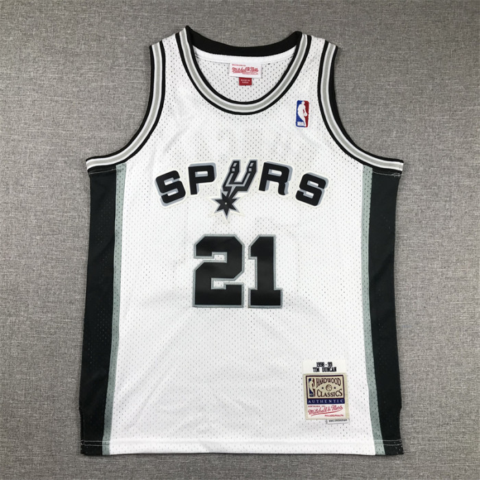 San Antonio Spurs KIds Jersey White Throwback 98/99 NO.21 DUNCAN