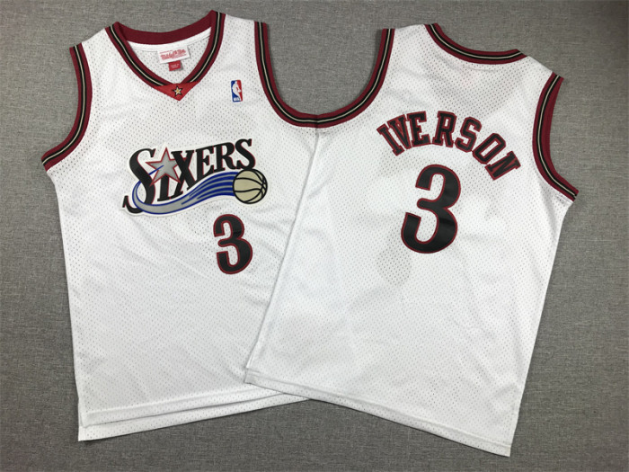 Philadelphia 76ers KIds Jersey White Retro 00/01 NO.3 IVERSON