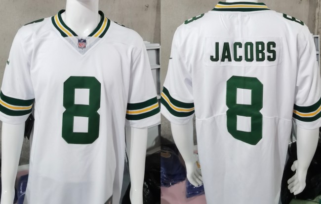 Green Bay Packers Jersey Replica White 1996 NO.8 JACOBS