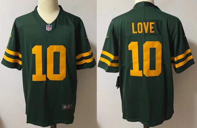 Green Bay Packers Jersey Replica green yellow letters 1996 NO.10 LOVE