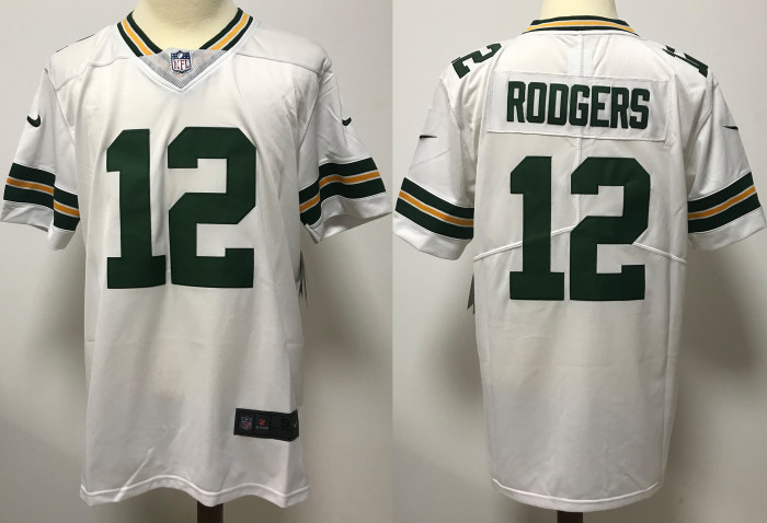 Green Bay Packers Jersey Replica White 1996 NO.12 RODGERS