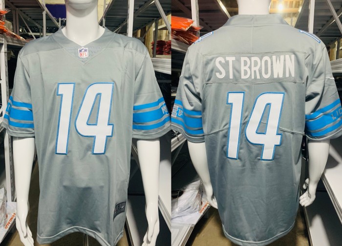 Detroit Lions Jersey Grey NO.14 ST BROWN