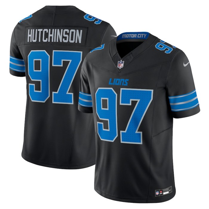 Detroit Lions Jersey Black New style NO.97 HUTCHINSON
