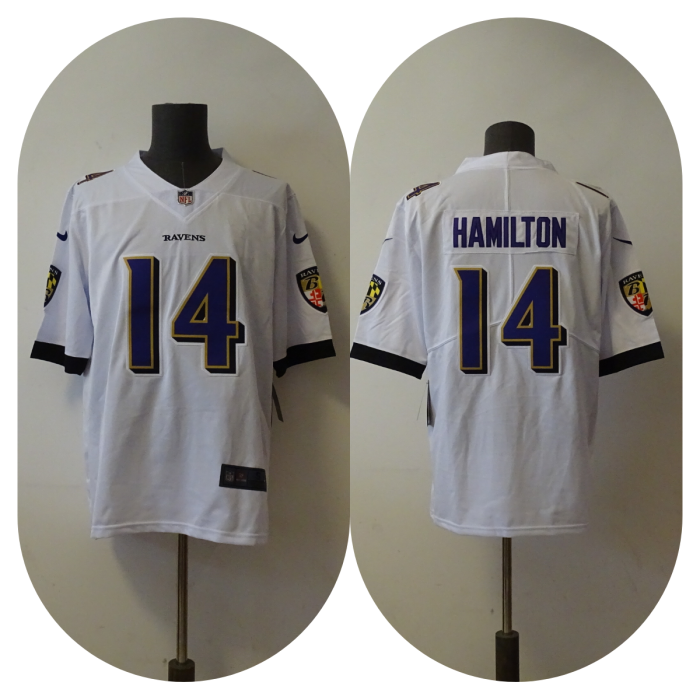 Baltimore Ravens Jersey White NO.14 HAMILTON