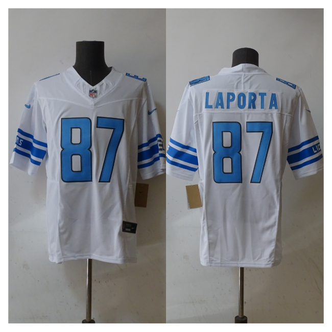 Detroit Lions Jersey White NO.87 LAPORTA