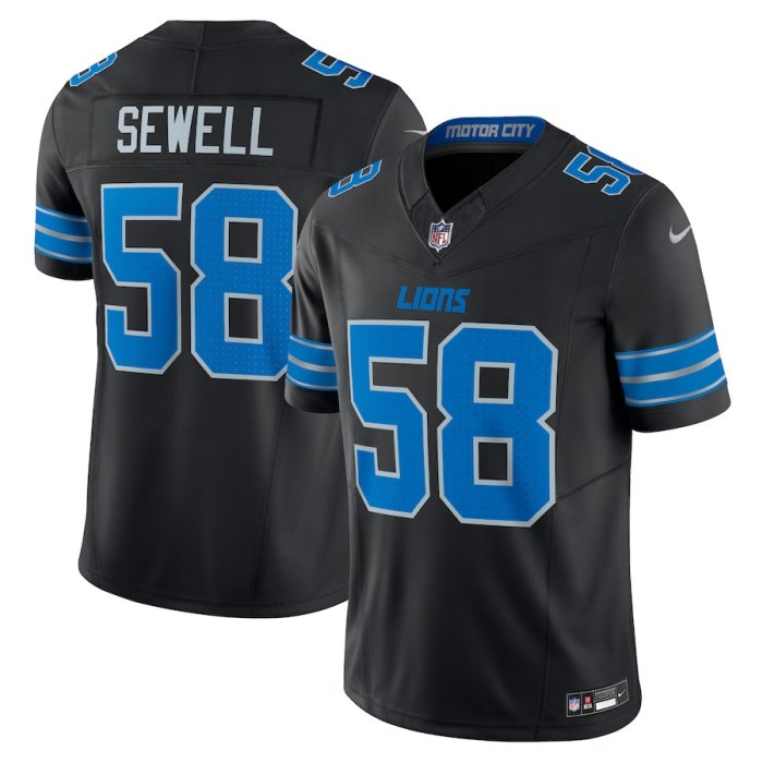 Detroit Lions Jersey Black New style NO.58 SEWELL