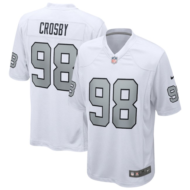Las Vegas Raiders Jerseys White Gray Lettering NO.98 CROSBY