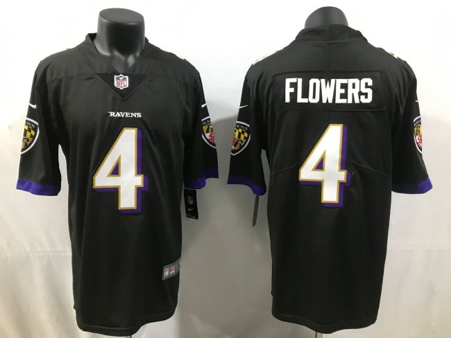 Baltimore Ravens Jersey Black NO.4 FLOWERS
