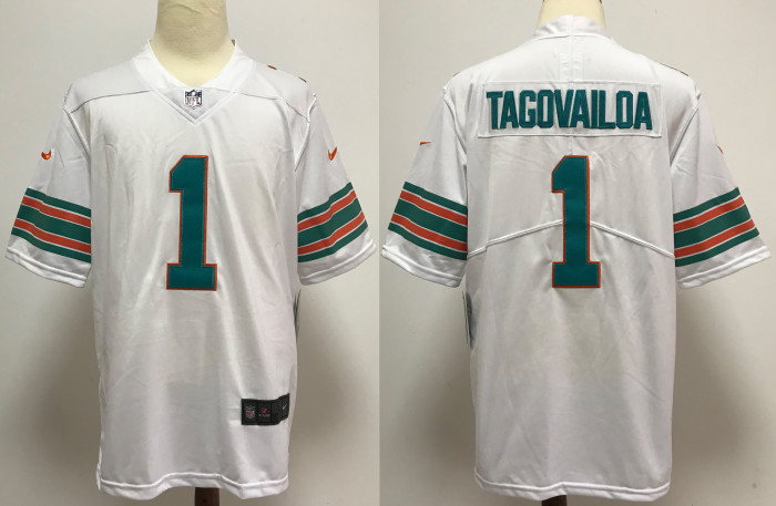 Miami Dolphins Jersey White Retro NO.1 TAGOVAILOA