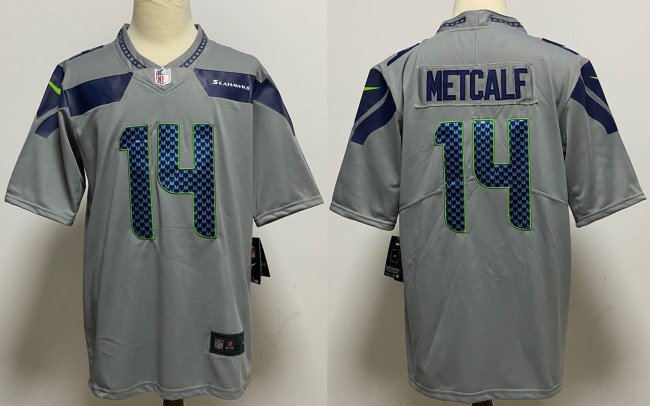 Seattle Seahawks Game Jersey Grey NO.14 METCALF