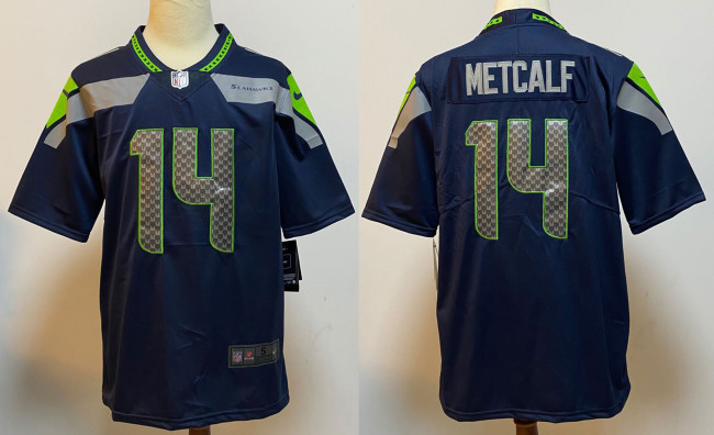 Seattle Seahawks Game Jersey Blue NO.14 METCALF
