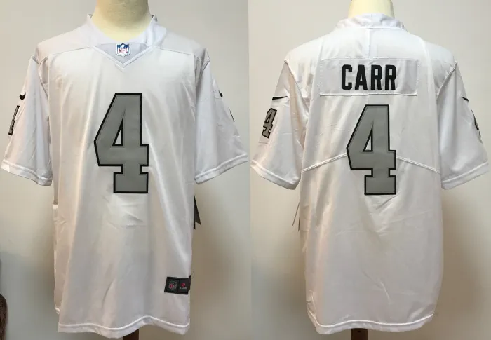 Las Vegas Raiders Jerseys White Gray Lettering NO.4 CARR