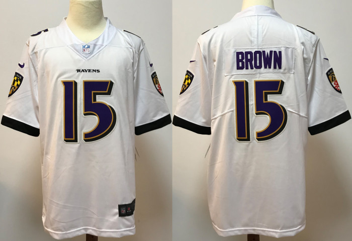 Baltimore Ravens Jersey White NO.15 BROWN