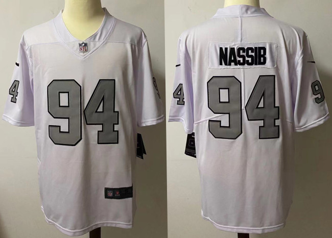 Las Vegas Raiders Jerseys White Gray Lettering NO.94 NASSIB