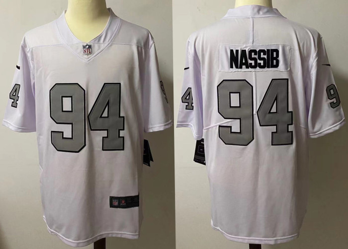 Las Vegas Raiders Jerseys White Gray Lettering NO.94 NASSIB