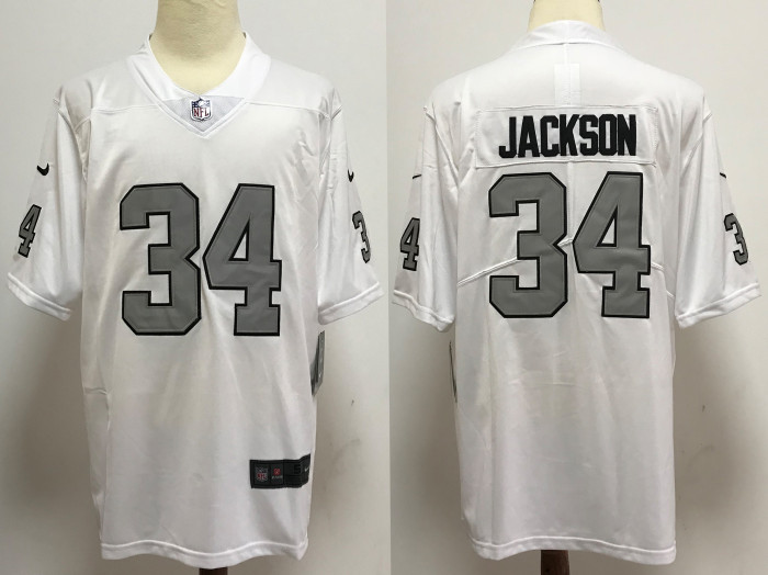Las Vegas Raiders Jerseys White Gray Lettering NO.34 JACKSON