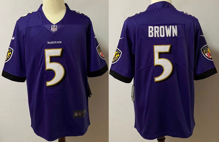 Baltimore Ravens Jersey Purple NO.5 BROWN