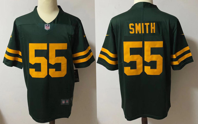 Green Bay Packers Jersey Replica green yellow letters 1996 NO.55 SMITH