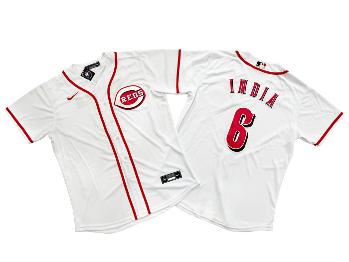 Cincinnati Reds Jersey White Fan Version NO.6 INDIA