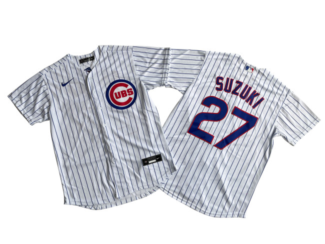 Chicago Cubs Jersey White Stripe Fan Version NO.27 SUZUKI
