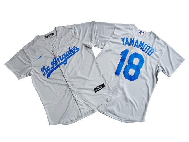 Los Angeles Dodgers Jersey Grey Fan Version NO.18 YAMAMOTO