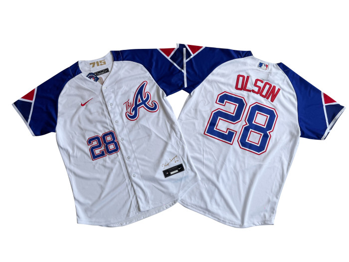 Atlanta Braves Jersey White City Version NO.28 OLSON