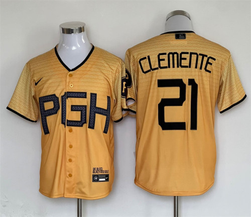 Pittsburgh Pirates Jersey Yellow City Version NO.21 CLEMENTE