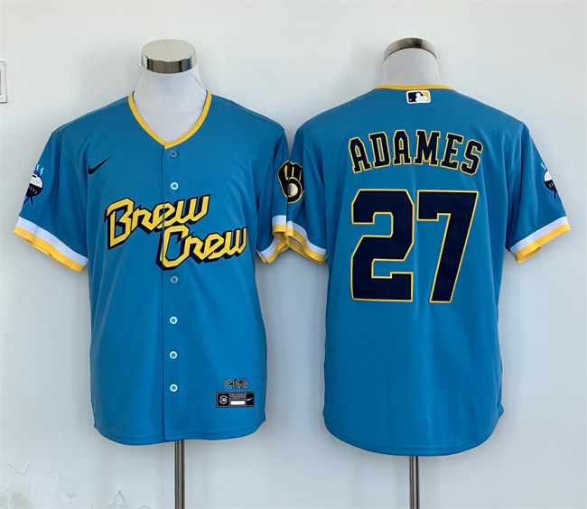 Milwaukee Brewers Away Limited Jersey Light Blue Fan Version NO.27 ADAMES