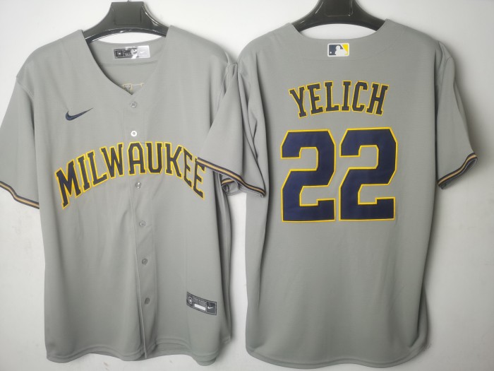 Milwaukee Brewers Away Limited Jersey Grey Fan Version NO.22 YELICH