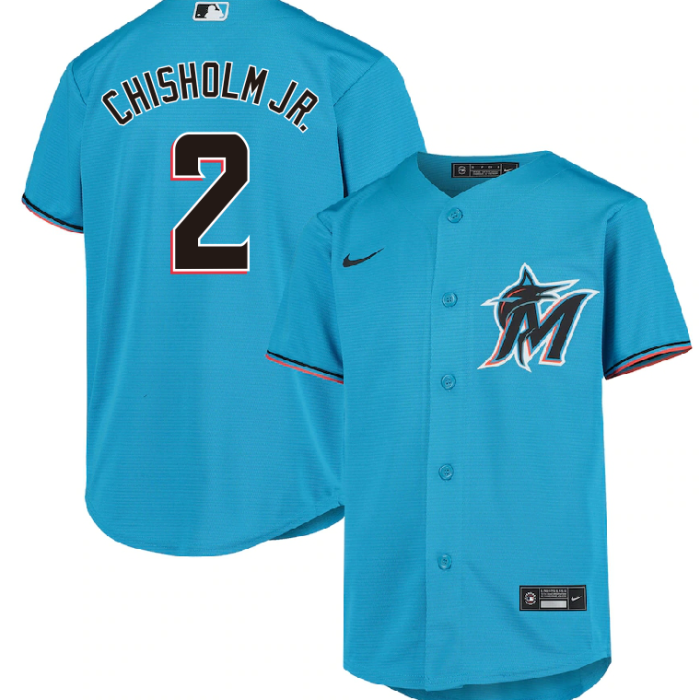 Miami Marlins Jersey Blue NO.2 CHISHOLM JR.