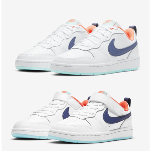 Air Force Low Top Kids Leather Sports Shoes Velcro FG22-36 White Blue Orange