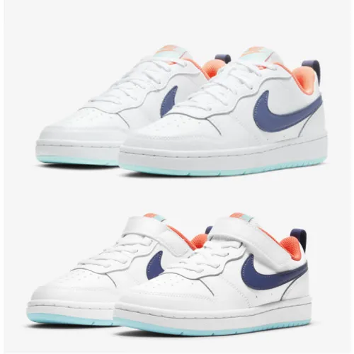 Air Force Low Top Kids Leather Sports Shoes Velcro FG22-36 White Blue Orange