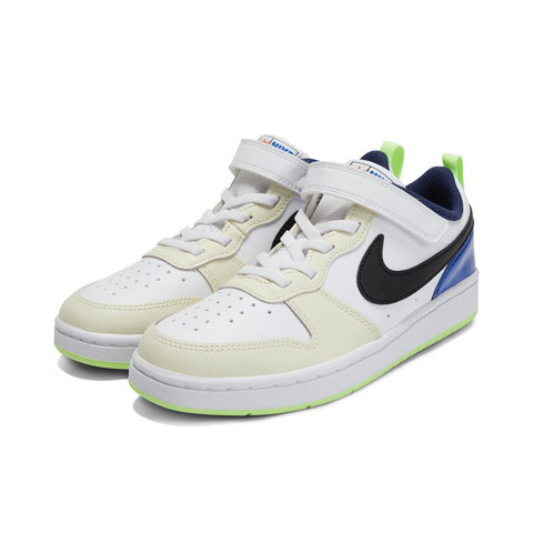 Air Force low-top children's leather sneakers with Velcro FG22-36 Off-white and black classic stitching