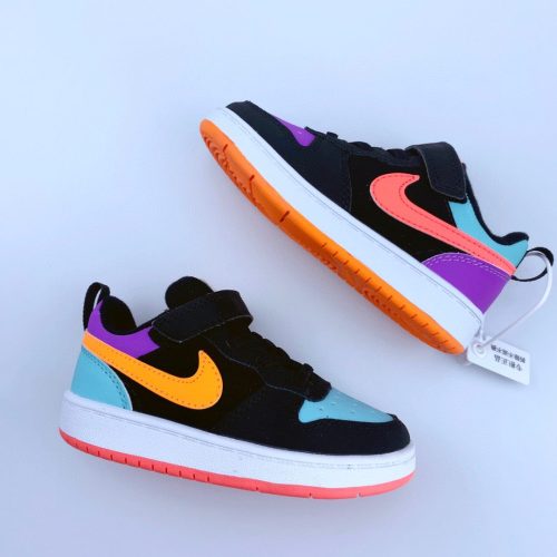 Air Force low-top children's Leather Sneakers Velcro FG22-36 Mandarin Duck Color