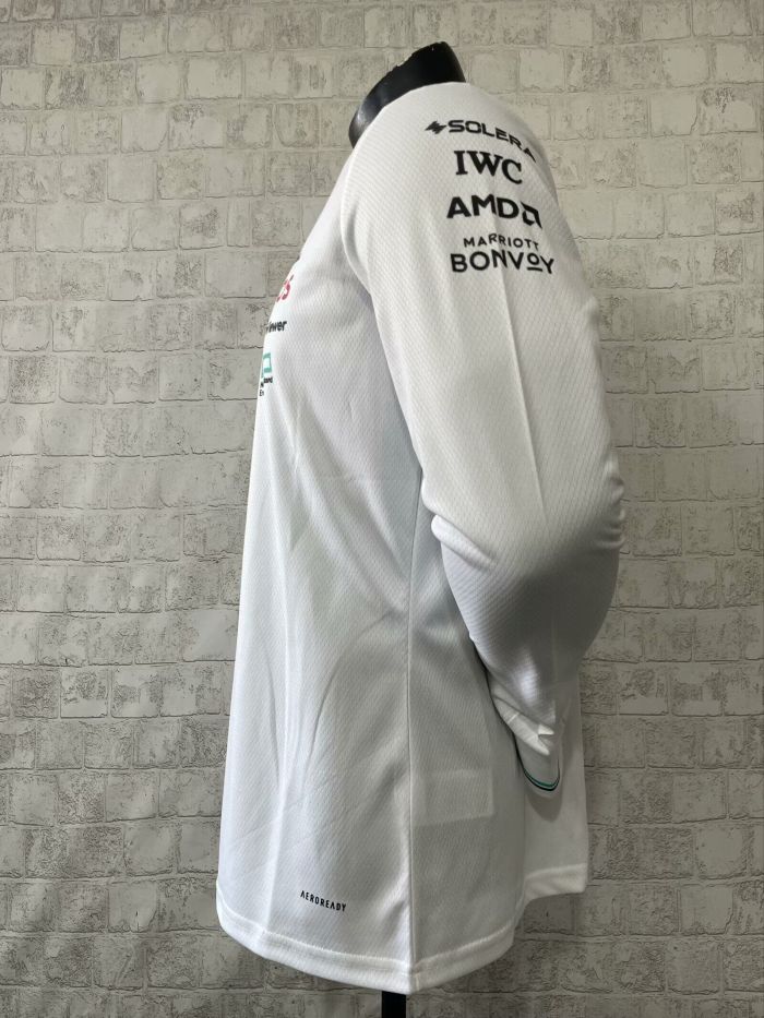 2025 Mercedes AMG Petronas Driver Shirt Long Sleeve White NO Number