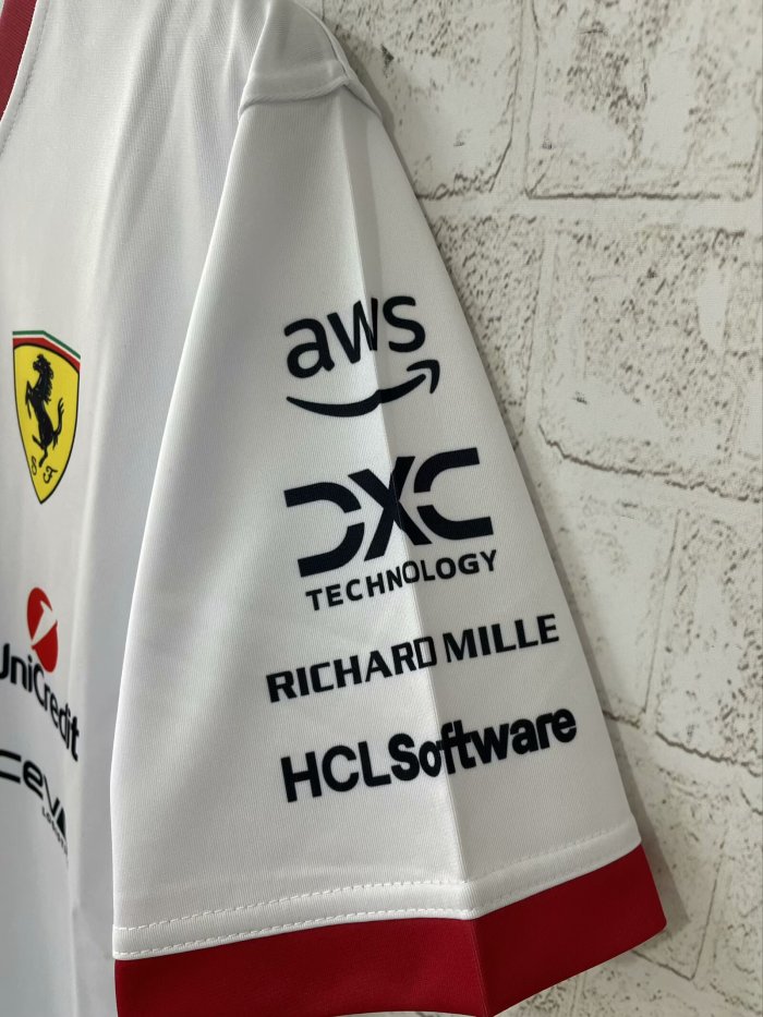 2025 Ferrari Racing T-Shirt Fleet Version White NO Number