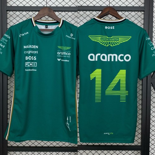 2025 Aston Martin 1/4 Zip T-Shirt Green NO.14 Oramco