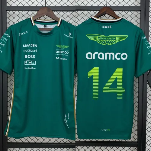 2025 Aston Martin 1/4 Zip T-Shirt Green NO.14 Oramco