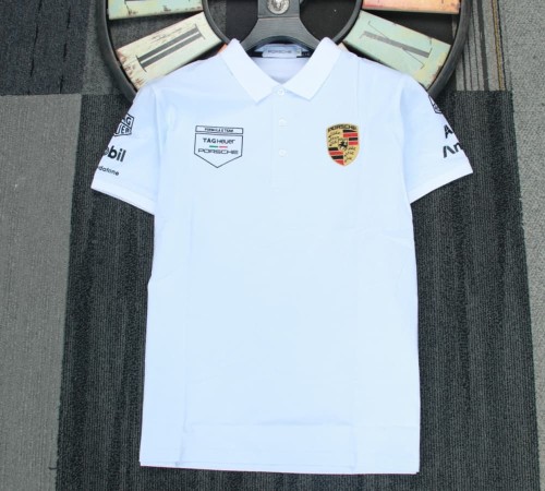 Porsche Polo Shirt Double Logo White NO Number
