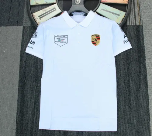 Porsche Polo Shirt Double Logo White