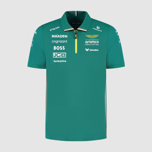2025  Aston Martin 1/4 Zip Polo Shirt Green NO Number