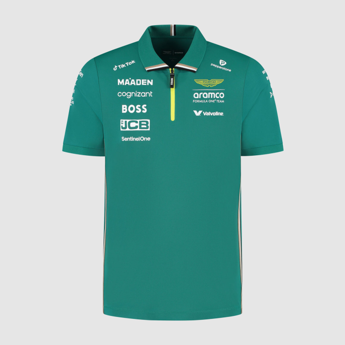 2025  Aston Martin 1/4 Zip Polo Shirt Green NO Number