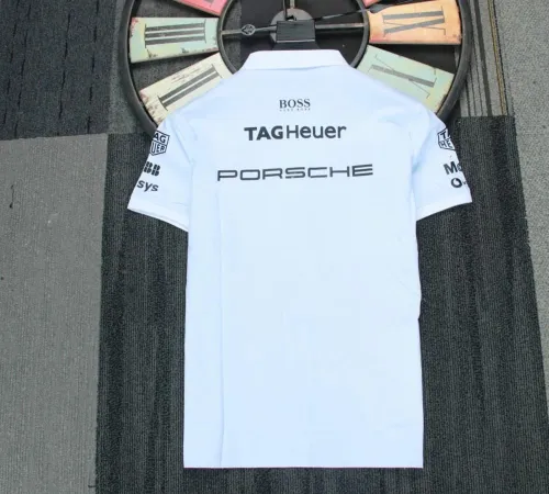 Porsche Polo Shirt Double Logo White NO Number