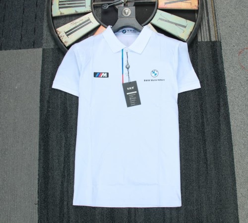 BMW Polo Shirt White Double Logo White NO Number