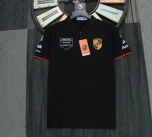 Porsche Polo Shirt Double Logo Black NO Number