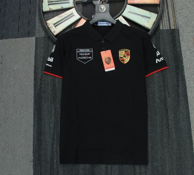 Porsche Polo Shirt Double Logo Black NO Number